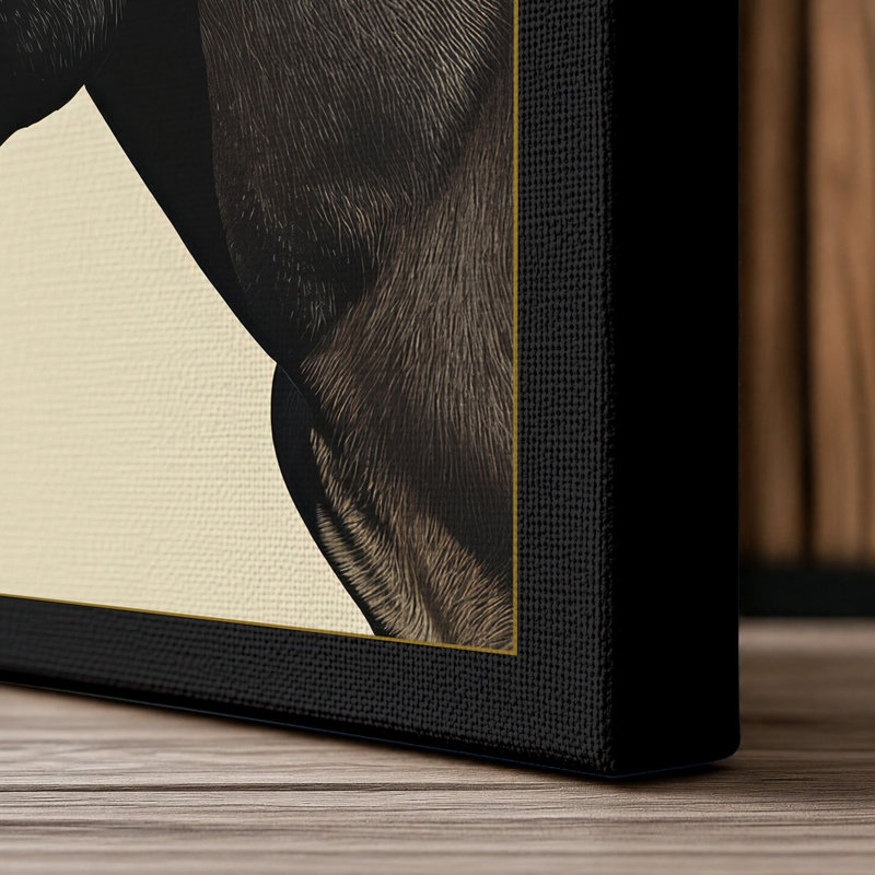 Donkey Study Boho - Wrapped Canvas, 30x20 - 76.2 x 50.8 cm, Black Border