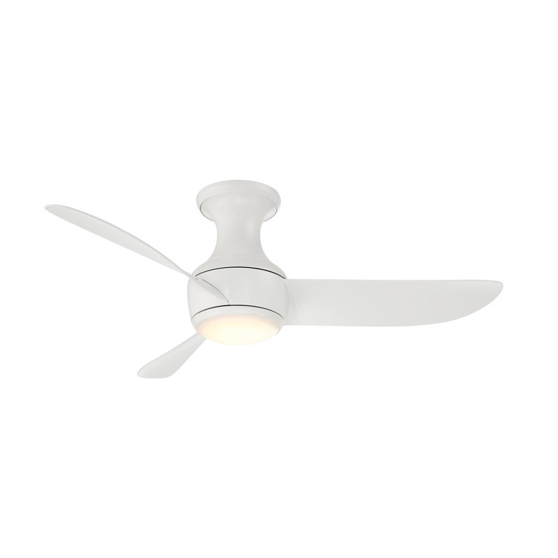  Ventilateur de plafond encastré intelligent à 3 pales de 44 po pour l'extérieur et l'intérieur Corona avec télécommande et ensemble d'éclairage à DEL à intensité variable inclus, blanc mat