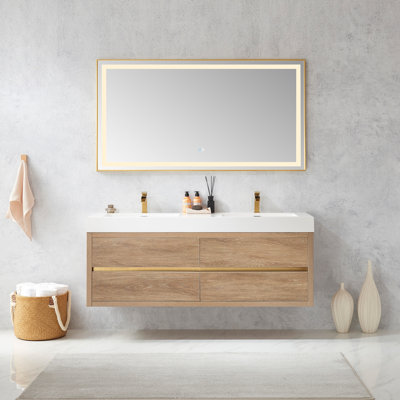 Ensemble de meuble-lavabo double mural 60 "avec miroir Vali