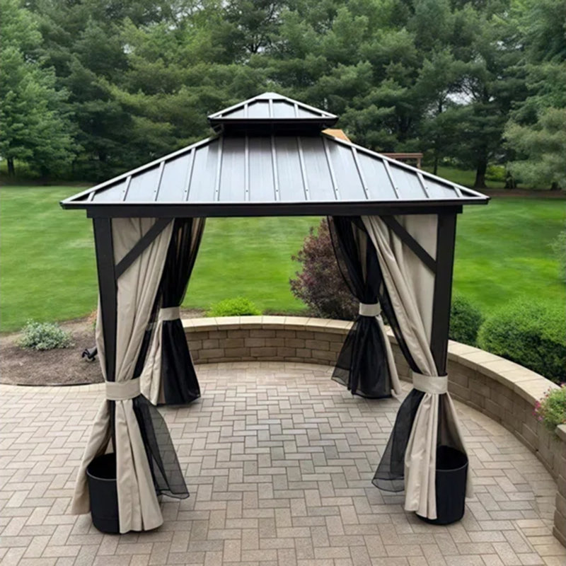 Toit double en aluminium pour pavillon de jardin brun, 8 pi x 8 pi
