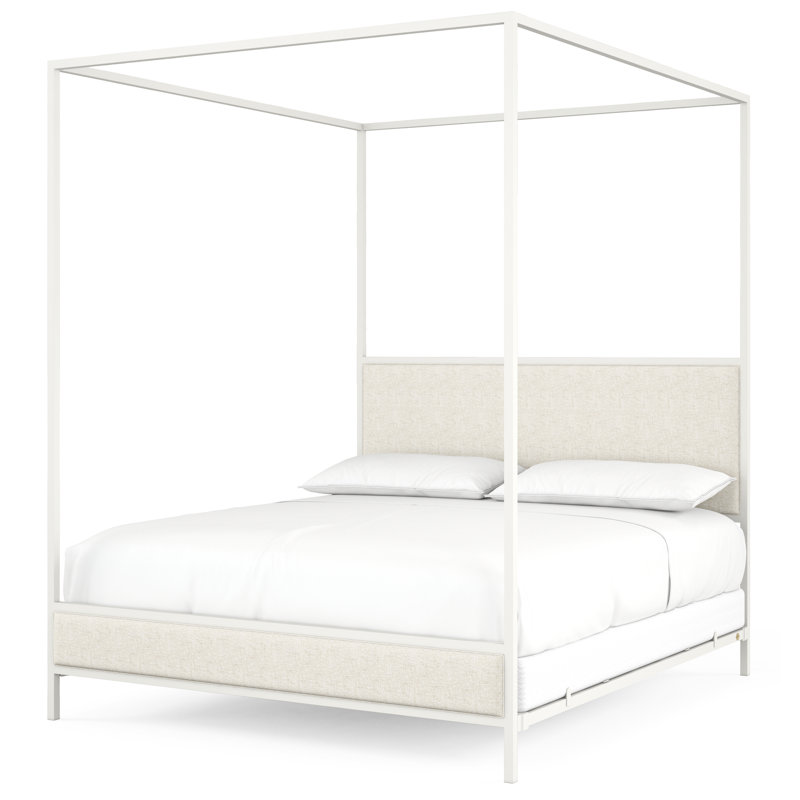 340 Modern Classic Canopy Bed | Complete Canopy, King, Matte White