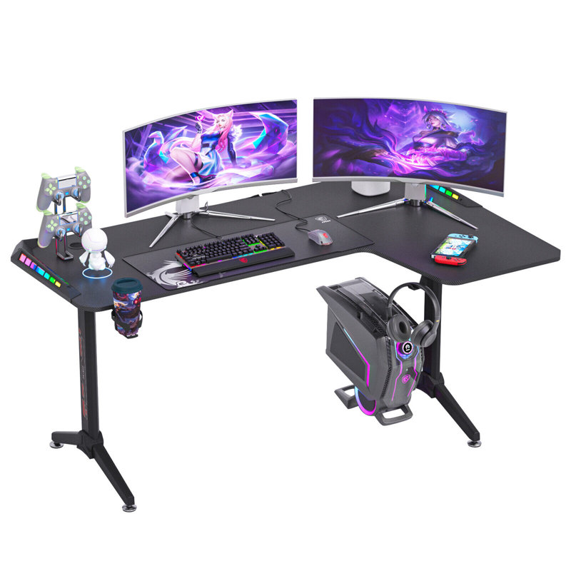 Amici L-Shaped Steel Computer Desk, Right Hand Return