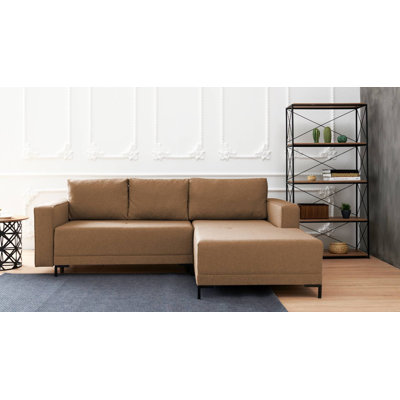 Upholstered 91.73 " L-Shaped Sofa Bed