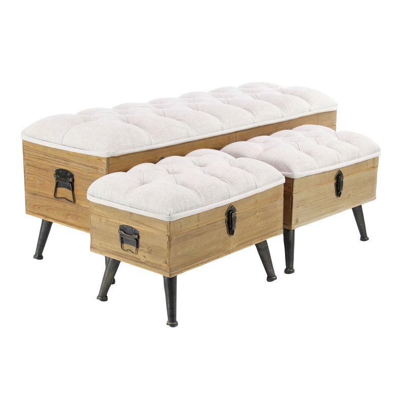 Banc de rangement rembourré traditionnel Sibo