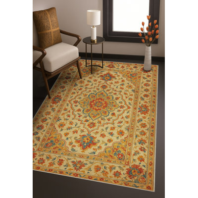Tapis bleu tissé lavable rétro Mosso