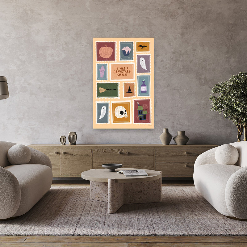 Art mural fantaisiste rétro Graveyard Smash, 48" H x 32" W