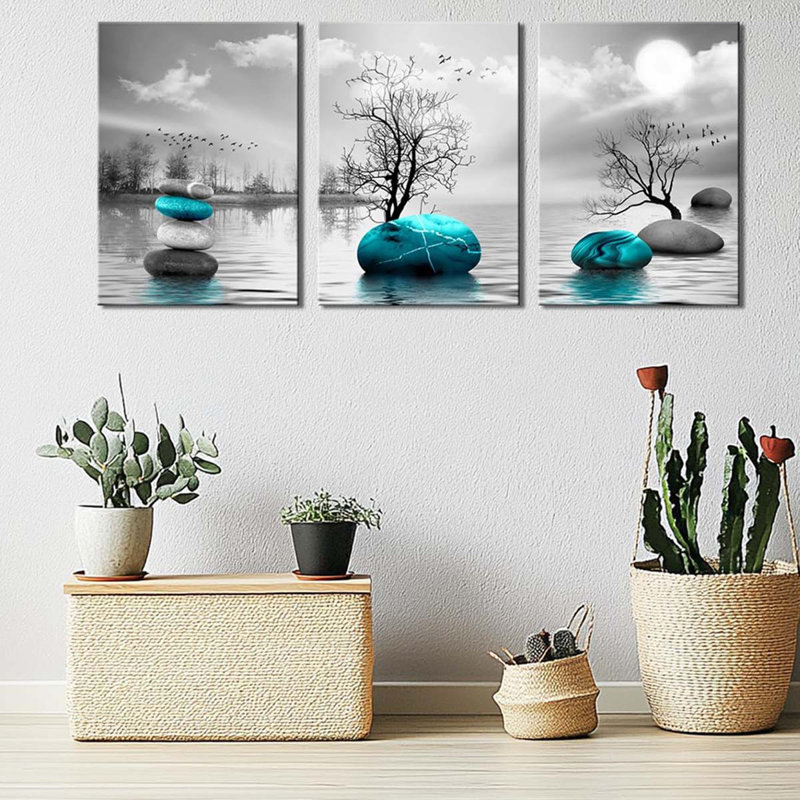 3 Piece Wrapped Canvas Print, 40 cm H x 90 cm W