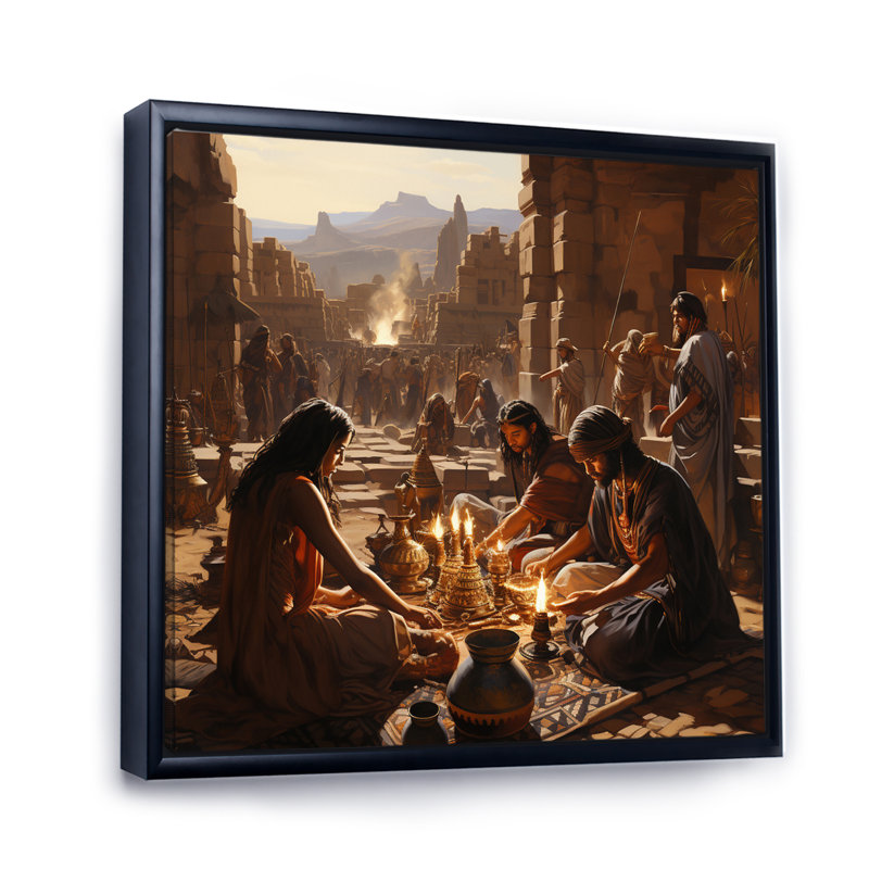Rituels anciens de Caaden en Égypte II - reproduction, 30" H x 30" W, Cadre flottant noir
