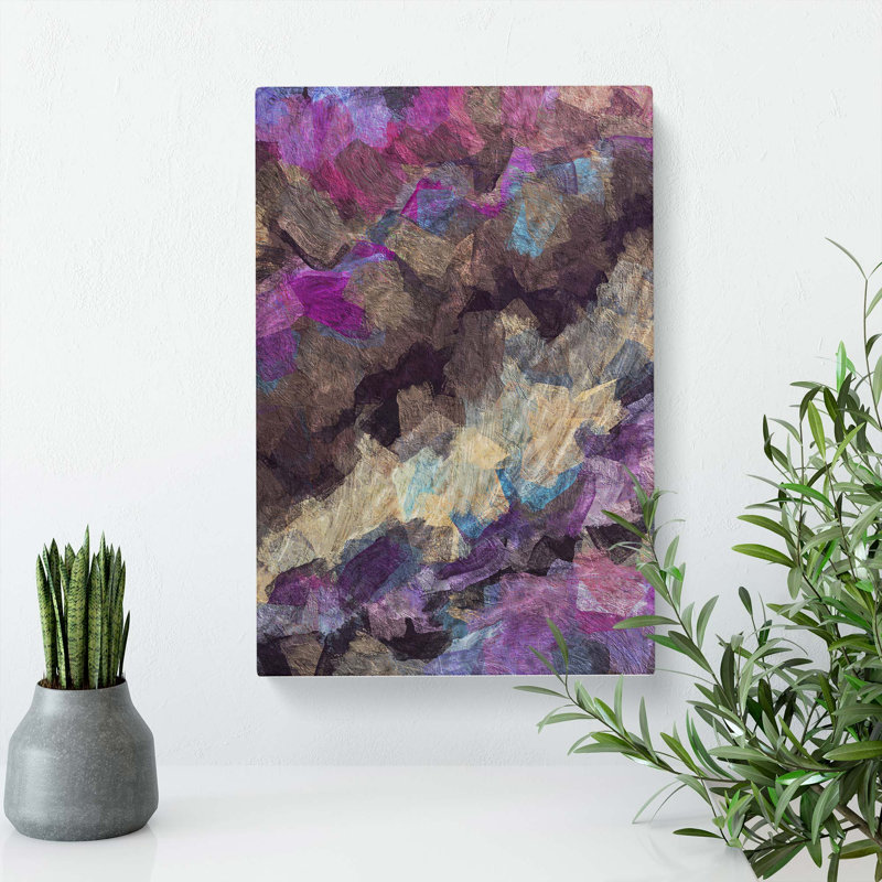 New Day In Abstract - Wrapped Canvas, 91cm H x 60cm W x 3cm D, Pink/Brown/Black
