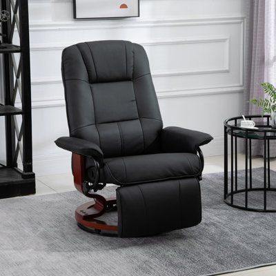 Fauteuil inclinable manuel en similicuir avec accoudoirs rembourrés à base pivotante en bois