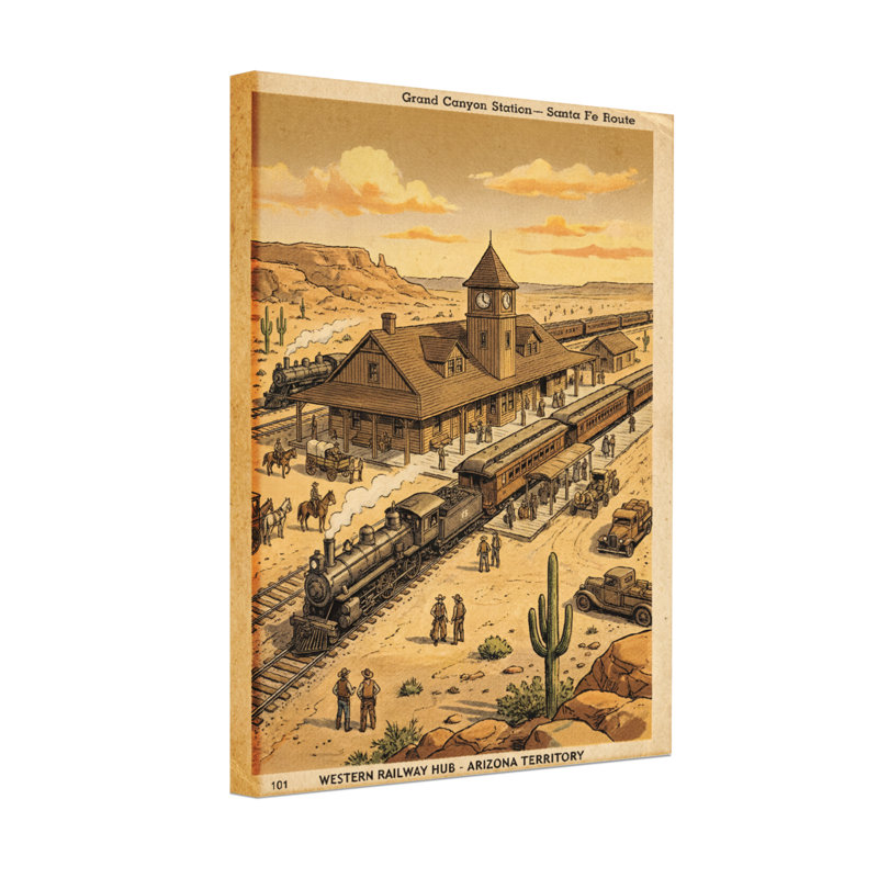 Cowboy, Western Rail Hub, Arizona, territoire, H 16 po x l 24 po, Toile tendue sur cadre, Ne s’applique pas
