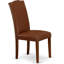  Chaises de salle à manger en acajou et parsons - Ensemble de 2 chaises rembourrées imitation cuir brun