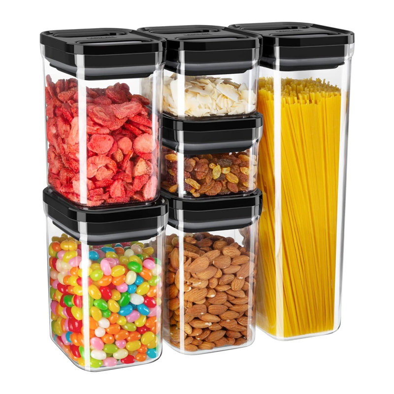 Bocaux en plastique 6 pièces avec couvercles hermétiques