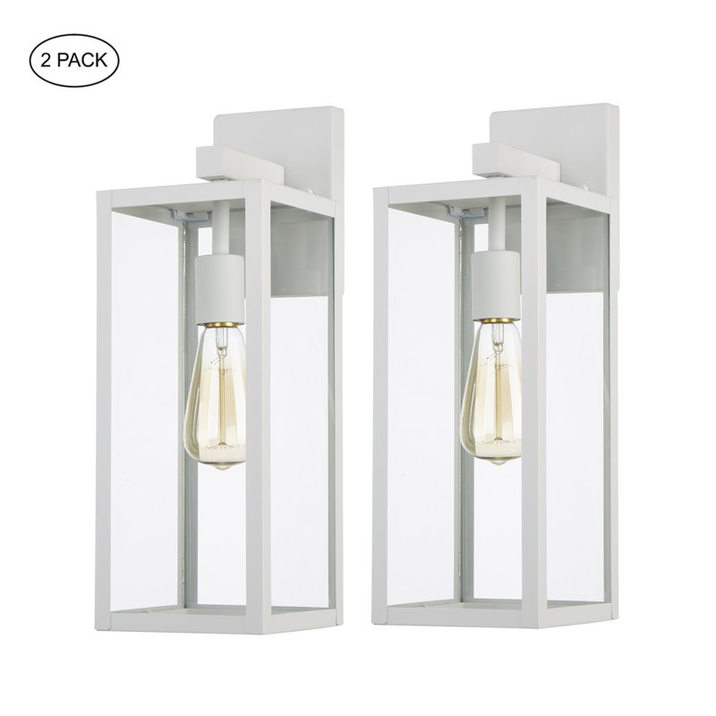 Lanterne murale d'extérieur 1 lumière avec finition blanc cassé, H 17,3 po x l 6 po x P 7 po, Blanc cassé / blanc