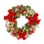 Festive Gold and Red Holiday Wreath with Ornaments and Ribbons.