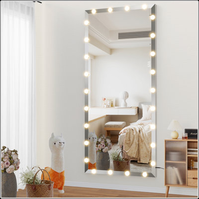 Hollywood Full Length Lighted Mirror With 3 Color Modes, Oversized 72X32 Inch Standing Floor Mirror For Dressing And Decor