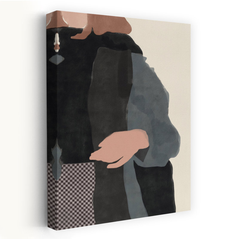 Abstract Figures Embrace Abstract Contemporary Elegant Portrait Wall Art Print, 60.96cm H x 40.64cm W