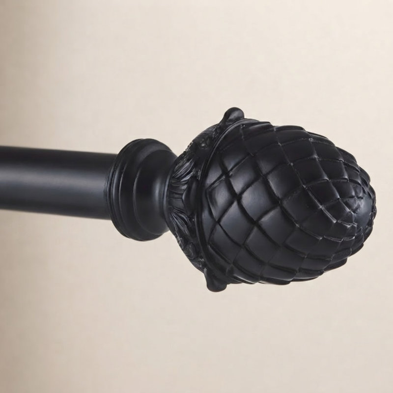 Nikhat Adjustable Single Curtain Rod, 36" - 72", Black