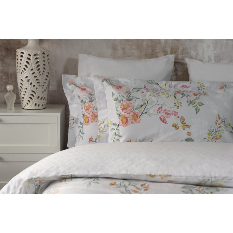 Rieva Cotton Floral Duvet Cover Set with Pillowcases, King - 2 Standard Pillow Cases