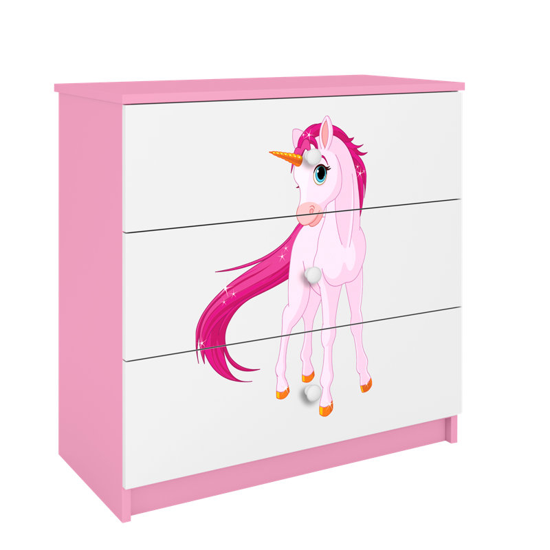 Cicero Kids 3 - Drawer Chest, Pink/White