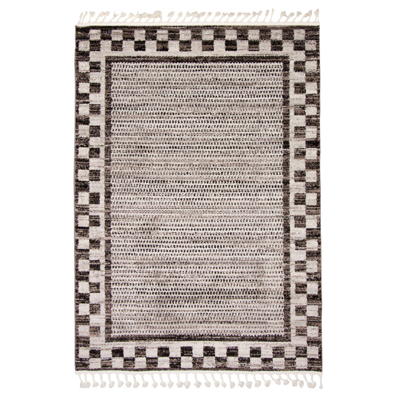 Tapis ivoire / gris Whittney Quattro, Rectangle 5 pi 2 po x 7 pi 5 po