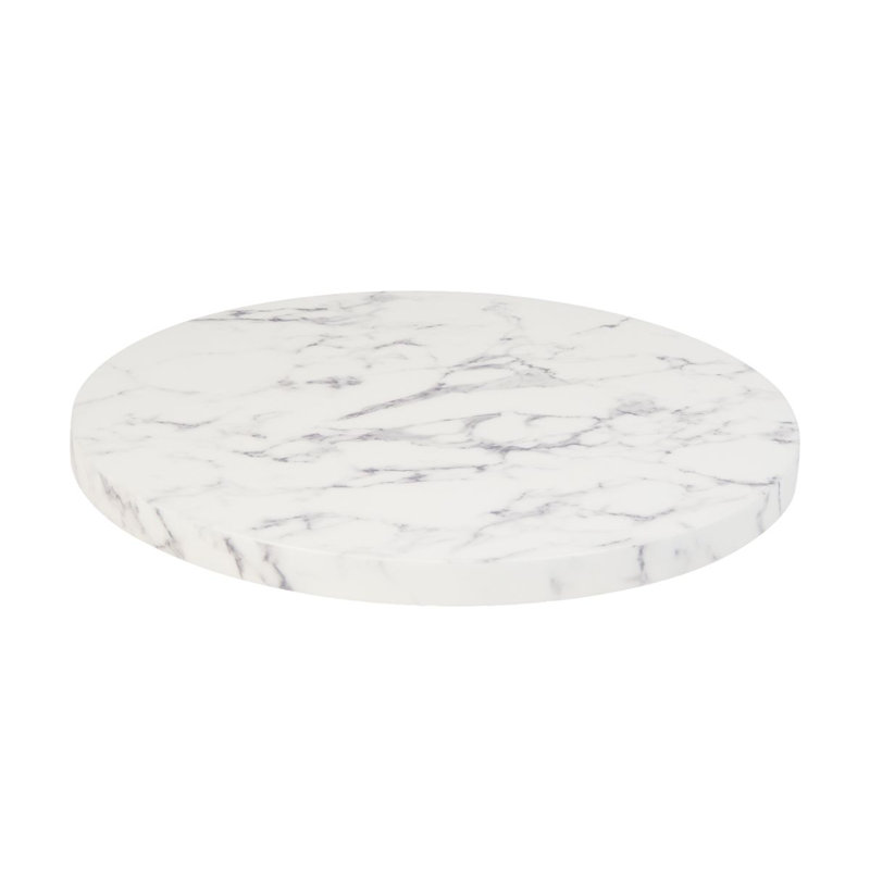 30'' Round Indoor White Artificial Granite Table Top, White