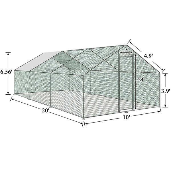 Tucker Murphy Pet™ Crellen Metal Chicken Run Coop, Walk-in Poultry Cage ...