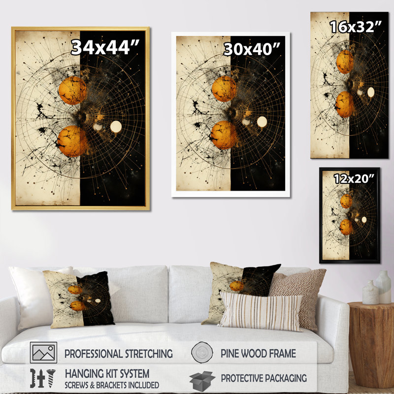 Art mural sur toile New Harmony, Cadre flottant doré, H 32 po x l 24 po x P 1 po