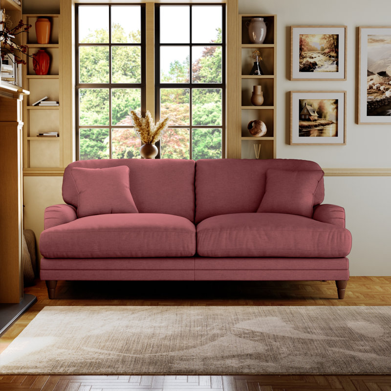 Adaku 3 Seater Sofa , Plum, Burnished Beech