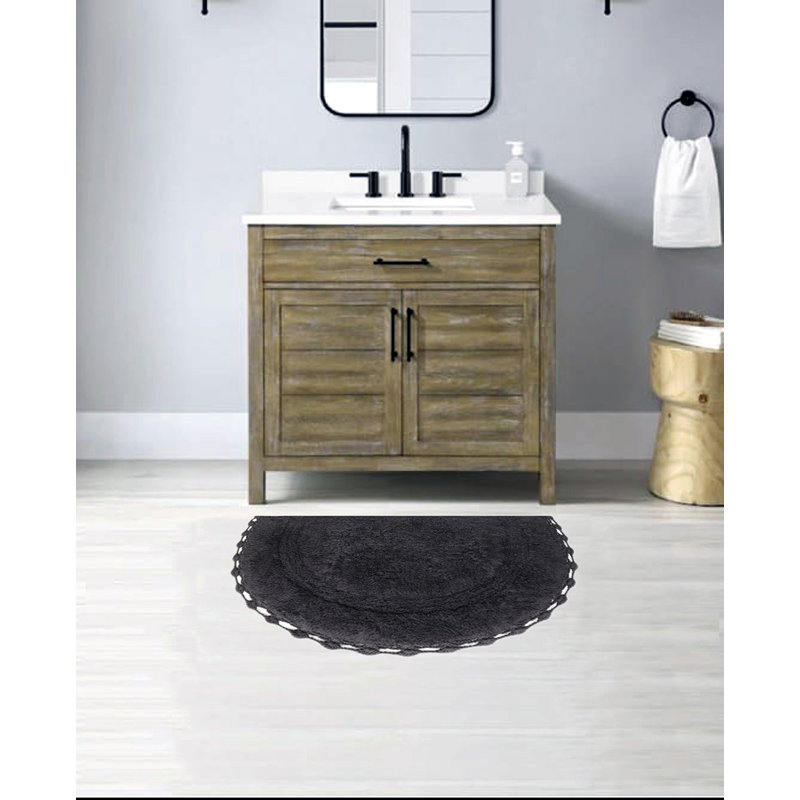 Sasuke Bath Rug with Non-Slip Backing, Black