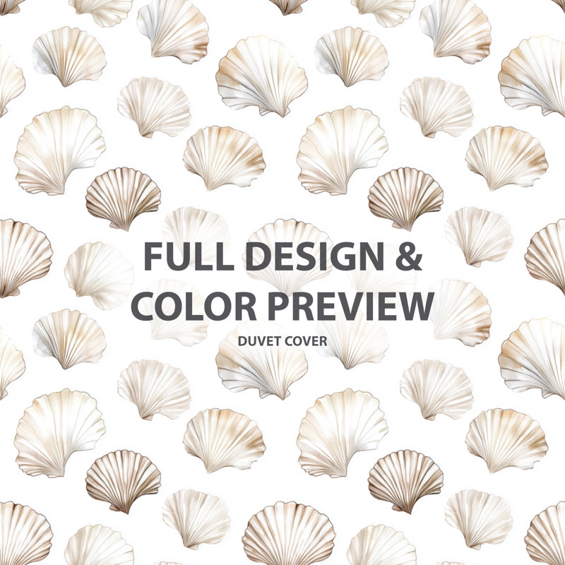 Ensemble de literie à imprimé animal 5 pièces - Housse de couette et coussin décoratif Coastal Seashell