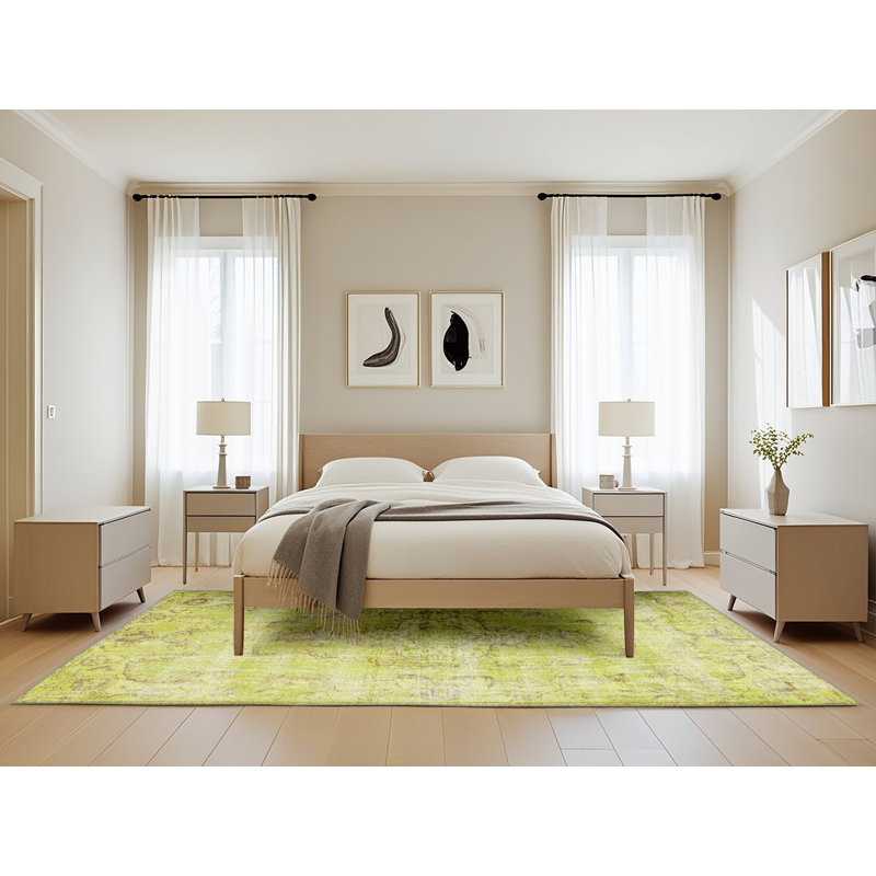 Tapis traditionnel vert clair, Rectangle 5 pi x 8 pi
