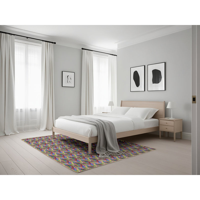 Rose Non disponible/vert Tapis décoratif, Rectangle 5 pi x 7 pi