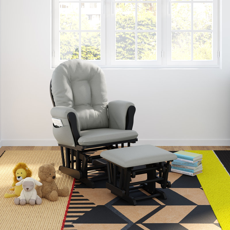 Hoop Glider with Ottoman, Black, Light Gray