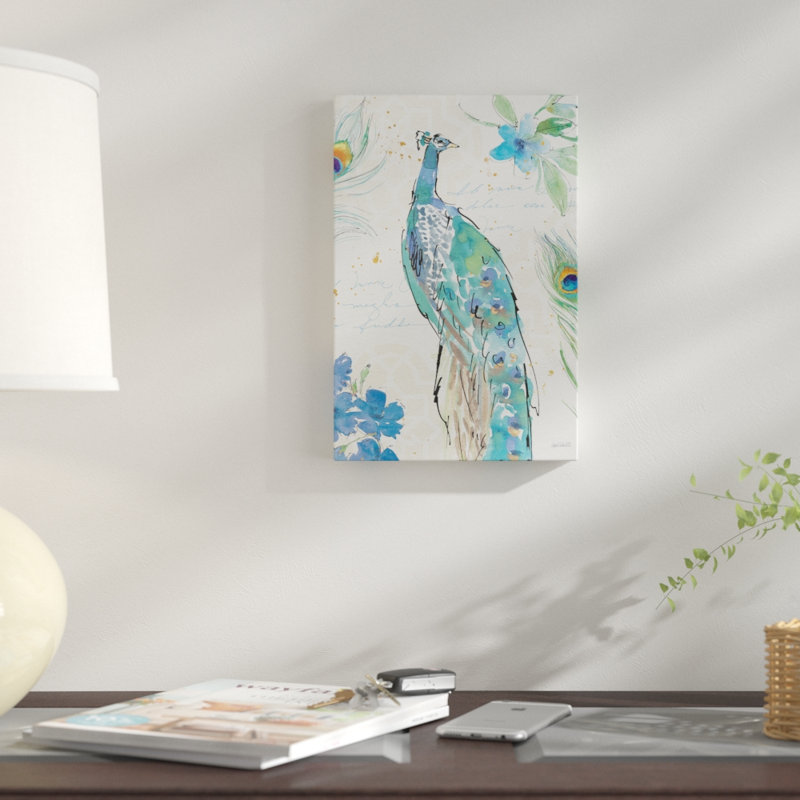 « peacock jardin ii », reproduction d’impression sur toile tendue, H 40 po x l 26 po x P 1,5 po, Toile tendue, Pas de tapis