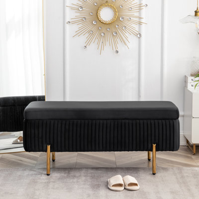 Banc de rangement rembourré en velours Miajah