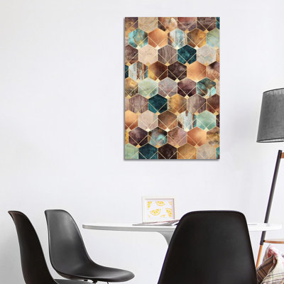 Natural Hexagons And Diamonds by Elisabeth Fredriksson - 1 Piece Wrapped Canvas Wall Art