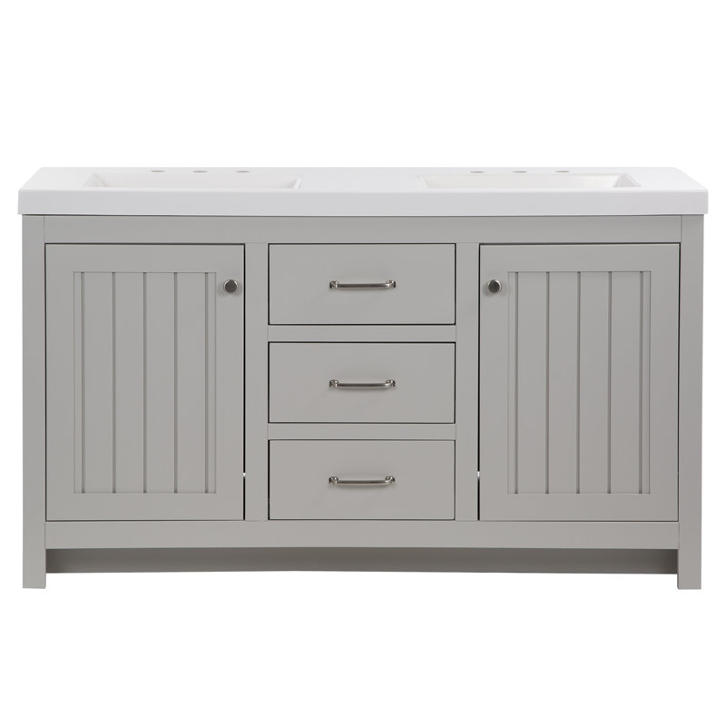 Ensemble de meuble-lavabo double 61 po Emond, Gris