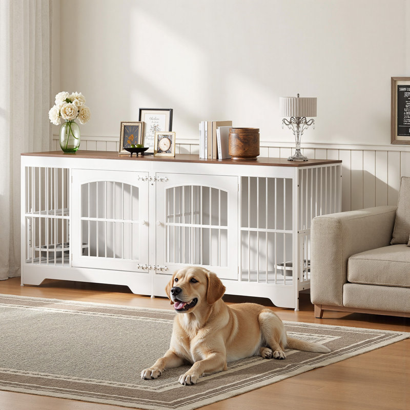 74.8” Dog Crate Furniture for 2 Dogs