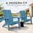 Modern Adirondack Chairs with Cup Holders All Weather HIPS Outdoor Chairs with Wide Armrests Oversized Plastic Patio Lounge for Lawn, Patio and Pool, Blue-802635852
