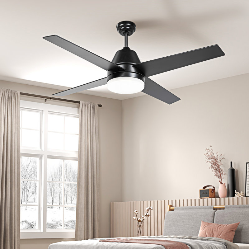 Ozelia Ceiling Fan with LED Lights, Black, Black