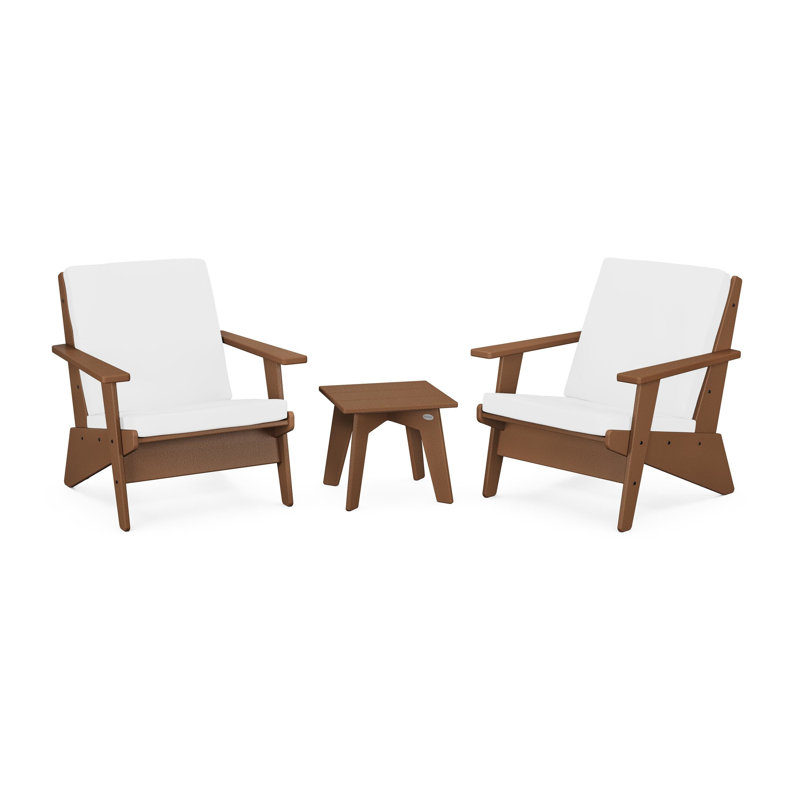 Riviera Modern Lounge 3-Piece Set, Teak, Natural