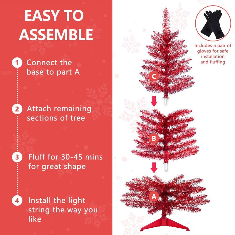 Arbre de Noël décoratif en pot 4 pi pré-éclairé, 2 couleurs disponibles