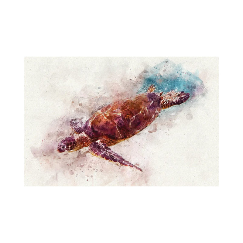 «Green Sea Turtle I» par Christine Zalewski - impression d'art graphique, Aucun mat, H 18 po x l 26 po x P 1,5 po