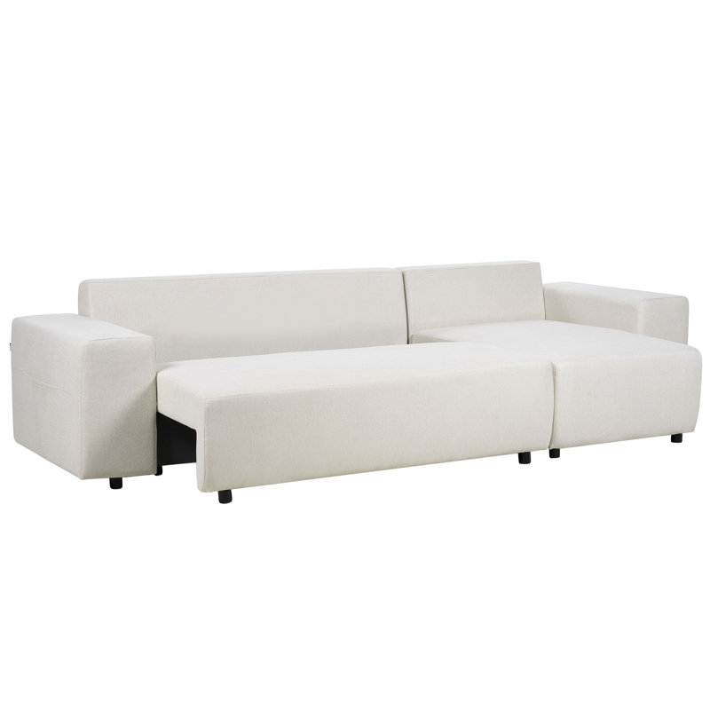 Avrian 3 Seater Sofa Bed, White, Left Hand Facing