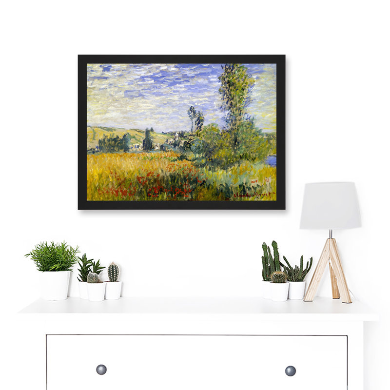 Vetheuil Landscape Old by Claude Monet - Single Picture Frame Painting, 33cm H x 44.5cm W x 1.5cm D
