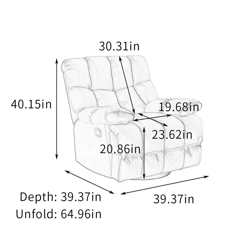Modern Multi-Functional Casual Rotating Recliner, Gray