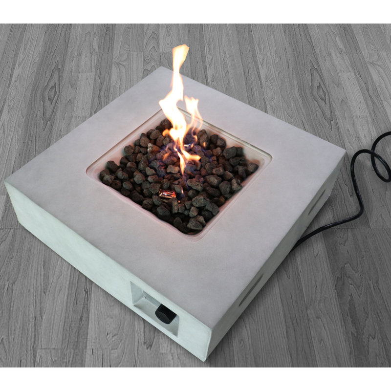 Table de foyer d'extérieur en béton au propane / gaz naturel, 40000, gris, rouille, chaleur moderne, 30 po x 30 po x 11 po, jardin naturel au propane 59 lb