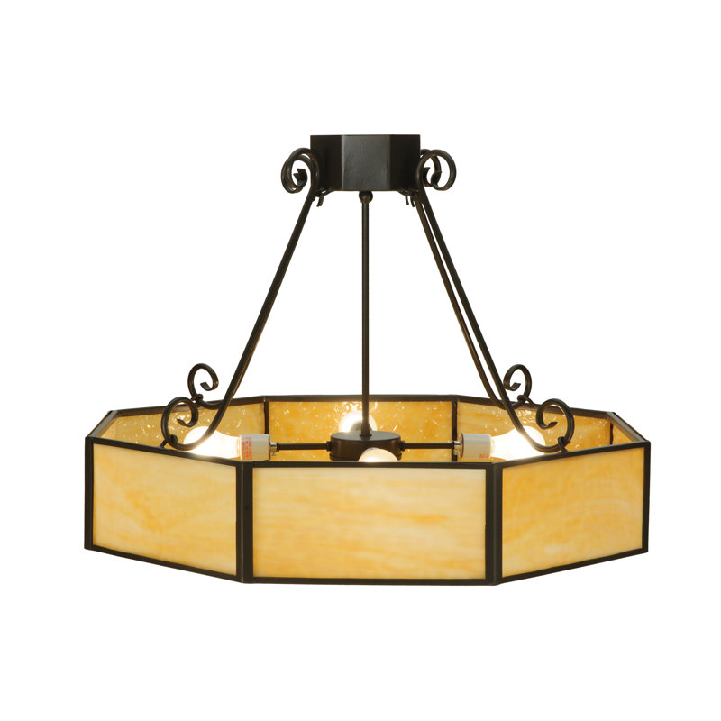 Lustre géométrique unique à 4 lumières, H 25 po x 32,25 po x 32,25 po