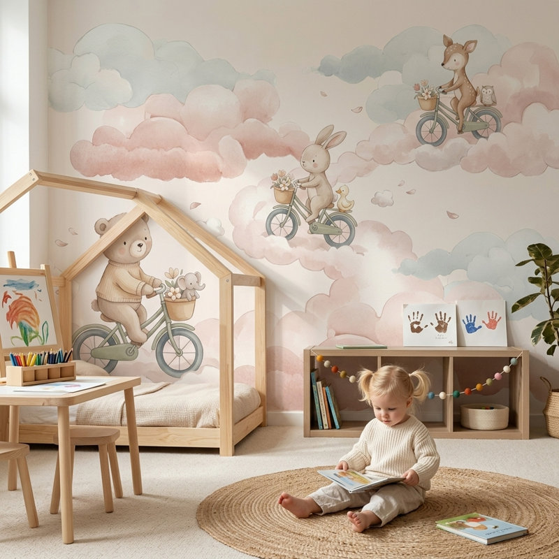 Papier peint blanc chambre d'enfant chambre d'enfant, Non tissé, 140 po x 108 po